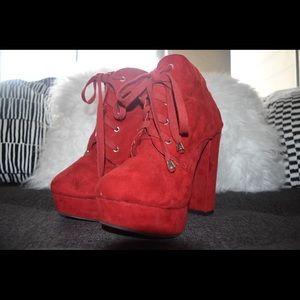 Forever 21 red lace up booties
